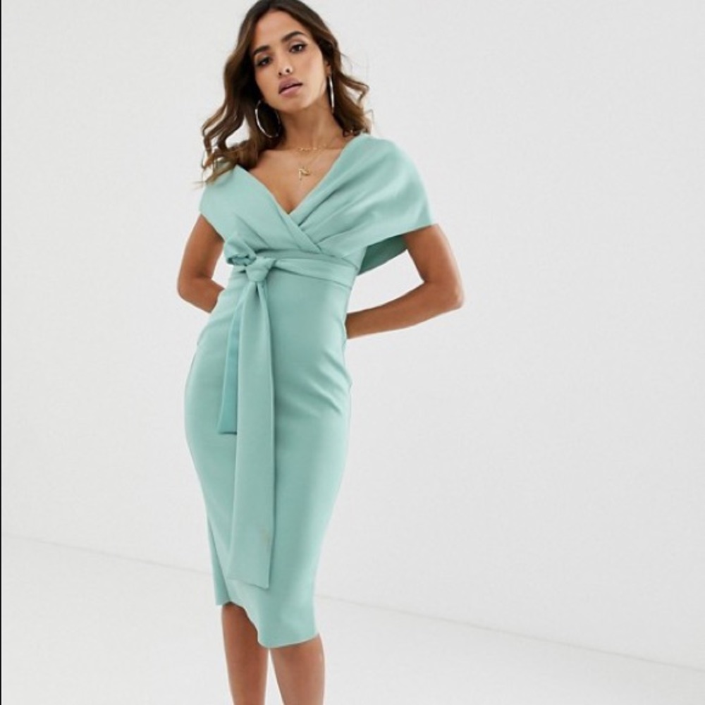 NWT ASOS DESIGN fallen shoulder midi pencil dress